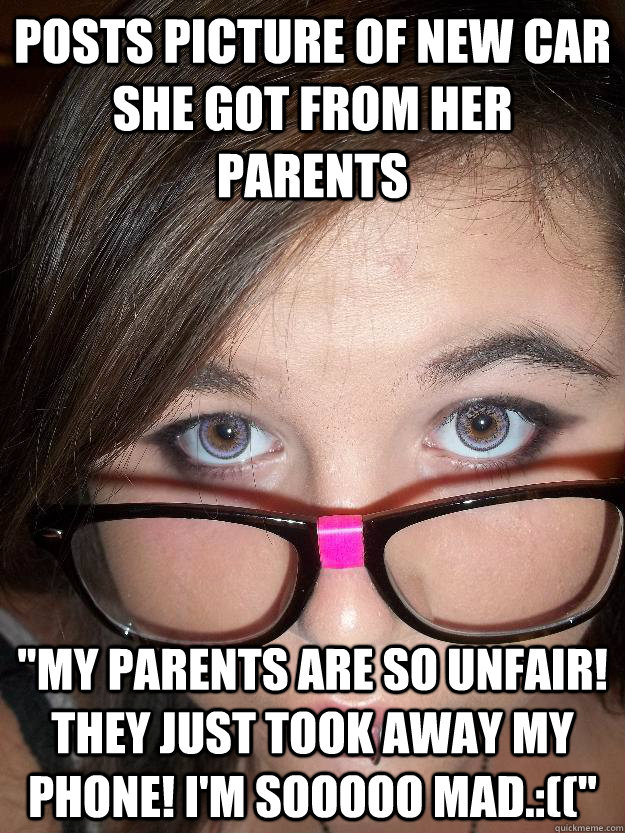 Posts picture of new car she got from her parents 