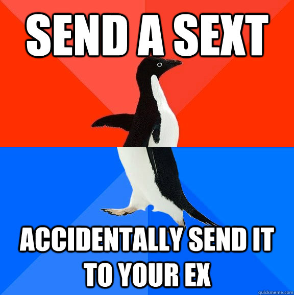 Send a sext accidentally send it to your ex  Socially Awesome Awkward Penguin