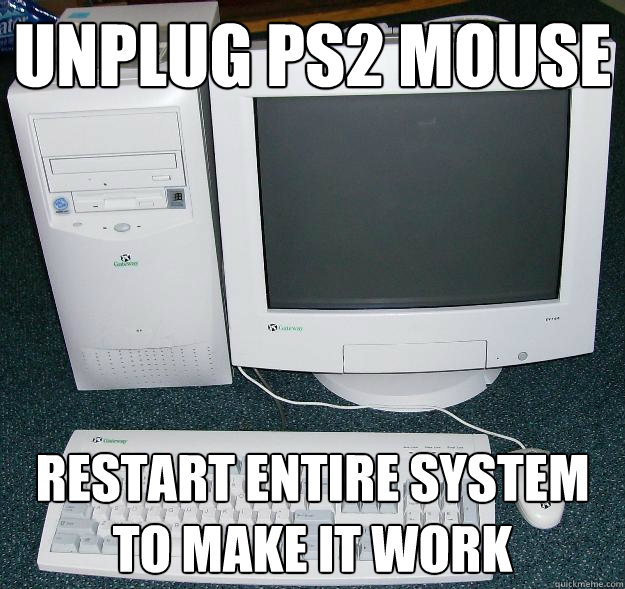 unplug ps2 mouse restart entire system to make it work  First Gaming Computer