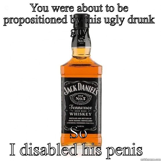 YOU WERE ABOUT TO BE PROPOSITIONED BY THIS UGLY DRUNK GUY SO I DISABLED HIS PENIS  Misc