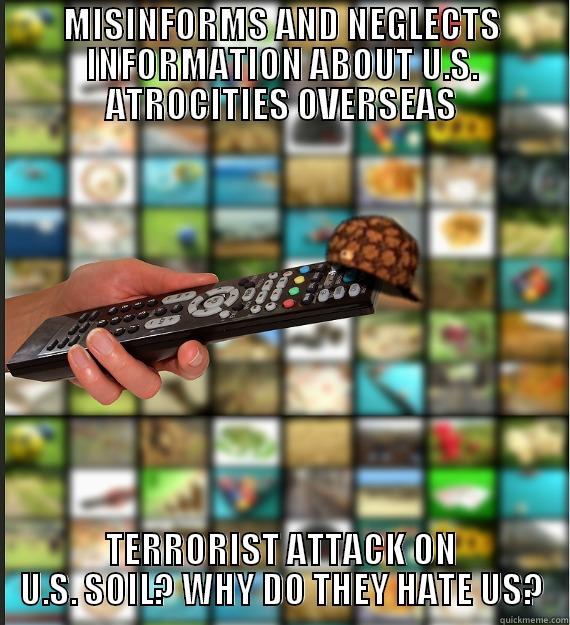 MISINFORMS AND NEGLECTS INFORMATION ABOUT U.S. ATROCITIES OVERSEAS TERRORIST ATTACK ON U.S. SOIL? WHY DO THEY HATE US? Scumbag Media