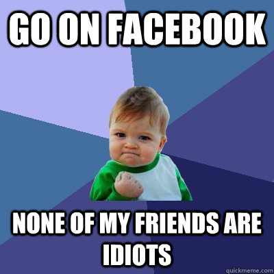 Go on facebook None of my friends are idiots  Success Kid