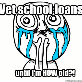 Vet school loans until I'm HOW old?!  Crying face