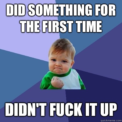 Did something for the first time Didn't fuck it up  Success Kid