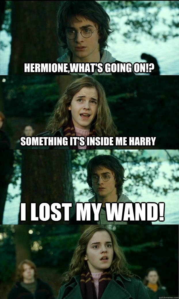 Hermione,what's going on!? something it's inside me Harry I lost my wand!    Horny Harry