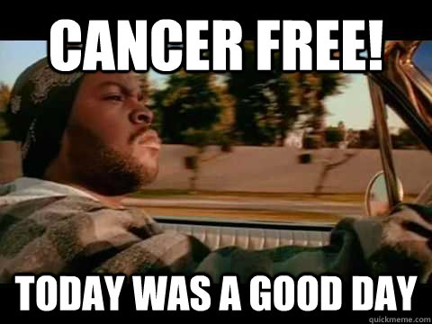 Cancer Free! Today was a good day  Good day cube
