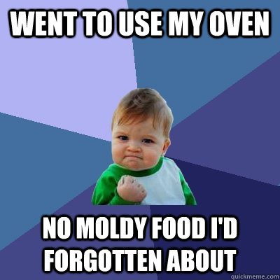 Went to use my oven No moldy food I'd Forgotten about  Success Kid