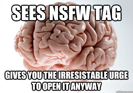 Sees nsfw tag gives you the irresistable urge to open it anyway  Scumbag brain on life