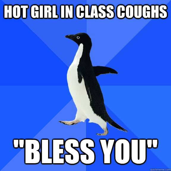 Hot girl in class coughs 