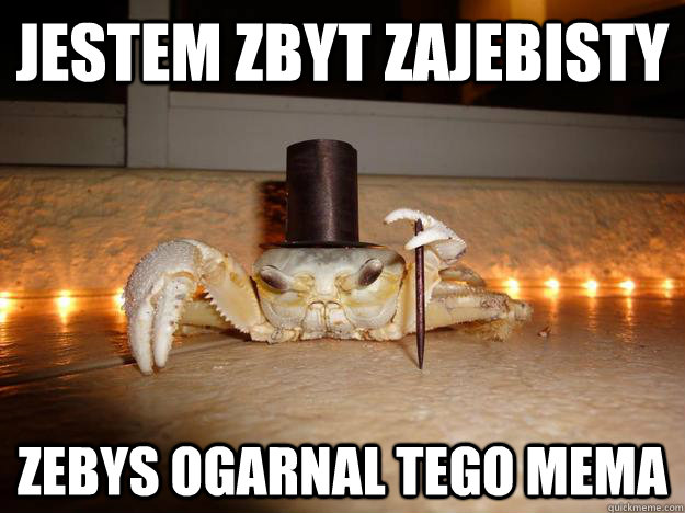 Jestem zbyt zajebisty Zebys ogarnal tego mema  Fancy Crab