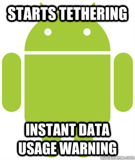 Starts tethering instant data usage warning - Starts tethering instant data usage warning  Android