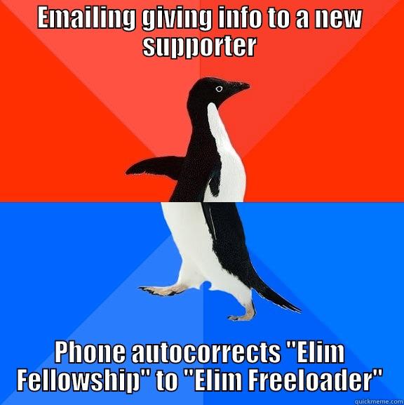 EMAILING GIVING INFO TO A NEW SUPPORTER PHONE AUTOCORRECTS 