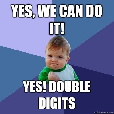 Yes, we can do it! Yes! Double digits  Success Kid