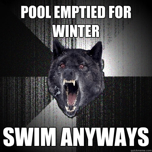 Pool emptied for winter swim anyways  Insanity Wolf