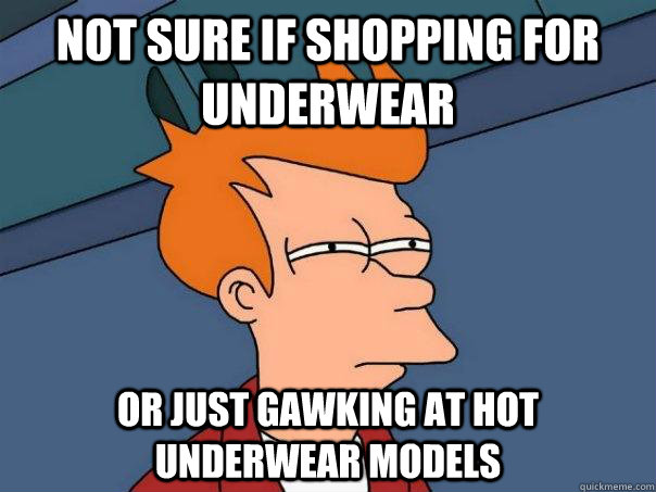 Not sure if shopping for underwear Or just gawking at hot underwear models  Futurama Fry