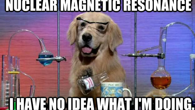 Nuclear magnetic resonance I have no idea what i'm doing.  Chemistry Dog