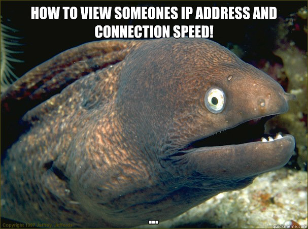 How to view someones IP address and connection speed! ... - How to view someones IP address and connection speed! ...  Bad Joke Eel