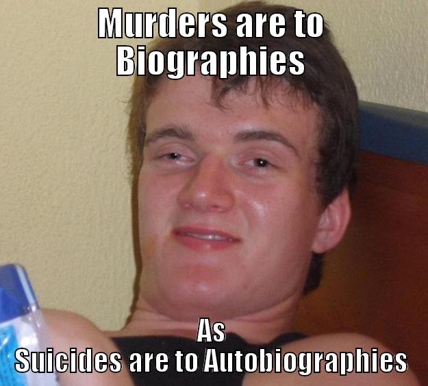 MURDERS ARE TO BIOGRAPHIES AS SUICIDES ARE TO AUTOBIOGRAPHIES 10 Guy