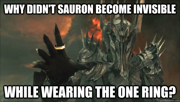 Why didn't Sauron become invisible while wearing the one ring? - Why didn't Sauron become invisible while wearing the one ring?  Im curious