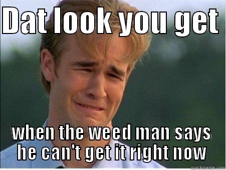 DAT LOOK YOU GET  WHEN THE WEED MAN SAYS HE CAN'T GET IT RIGHT NOW 1990s Problems