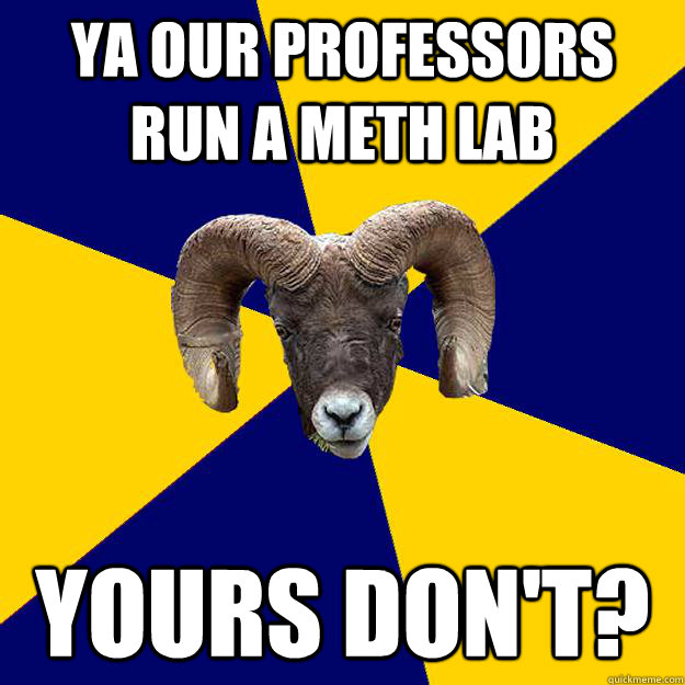 ya our professors run a meth lab yours don't?  Suffolk Kid Ram