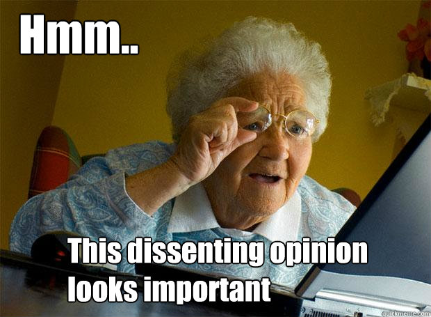 Hmm.. This dissenting opinion looks important   Grandma finds the Internet