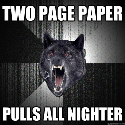 two page paper pulls all nighter  Insanity Wolf