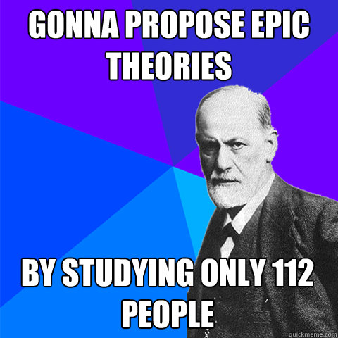 Gonna propose epic theories by studying only 112 people  Scumbag Freud