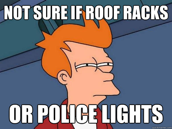 Not sure if roof racks or police lights  Futurama Fry