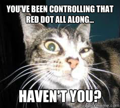 You've been controlling that red dot all along... haven't you? - You've been controlling that red dot all along... haven't you?  Suspicious Cat