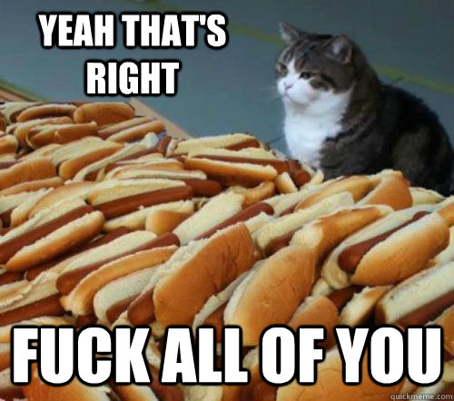 Yeah that's right Fuck all of you  Cat And Hotdogs