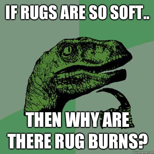 If rugs are so soft.. Then why are there rug burns?  Philosoraptor