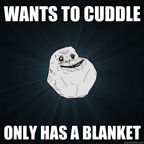 Wants to cuddle only has a blanket   Forever Alone