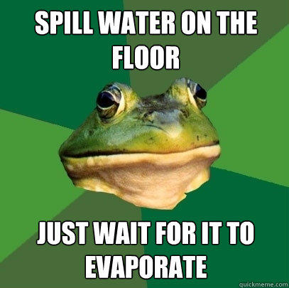 spill water on the floor just wait for it to evaporate - spill water on the floor just wait for it to evaporate  Foul Bachelor Frog