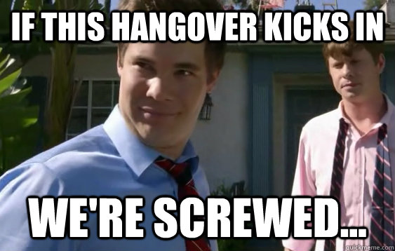 if this hangover kicks in we're screwed...  Workaholics Hangover