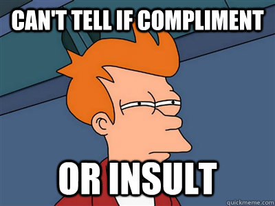 Can't tell if compliment Or insult  Fry meme