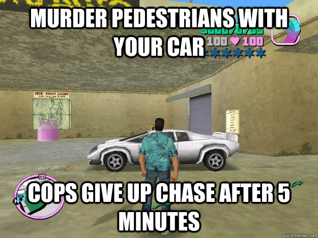 Murder pedestrians with your car cops give up chase after 5 minutes  GTA LOGIC