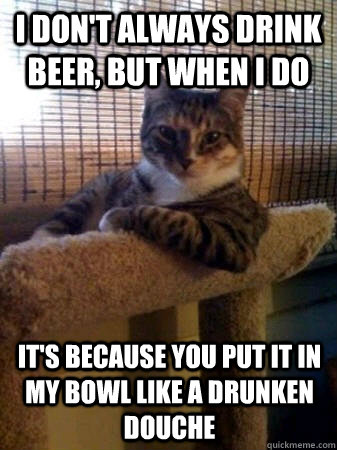 I don't always drink beer, but when I do it's because you put it in my bowl like a drunken douche  The Most Interesting Cat in the World