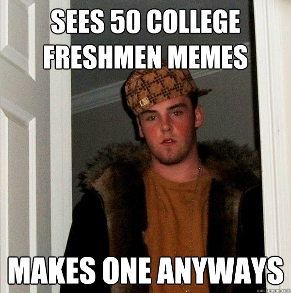 sees 50 college freshmen memes makes one anyways  Scumbag Steve