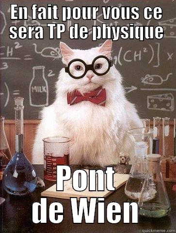 EN FAIT POUR VOUS CE SERA TP DE PHYSIQUE PONT DE WIEN Chemistry Cat