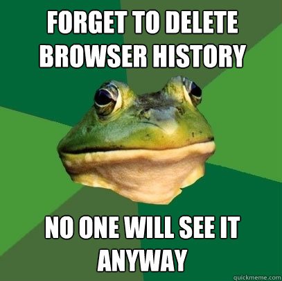 Forget to delete browser history no one will see it anyway  Foul Bachelor Frog