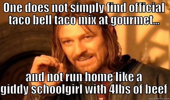 ONE DOES NOT SIMPLY FIND OFFICIAL TACO BELL TACO MIX AT GOURMET... AND NOT RUN HOME LIKE A GIDDY SCHOOLGIRL WITH 4LBS OF BEEF Boromir
