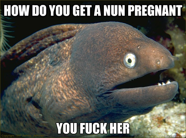 How do you get a nun pregnant You fuck her - How do you get a nun pregnant You fuck her  Bad Joke Eel