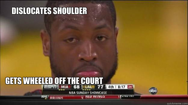 Dislocates Shoulder Gets Wheeled Off The Court  Dwyane Wade