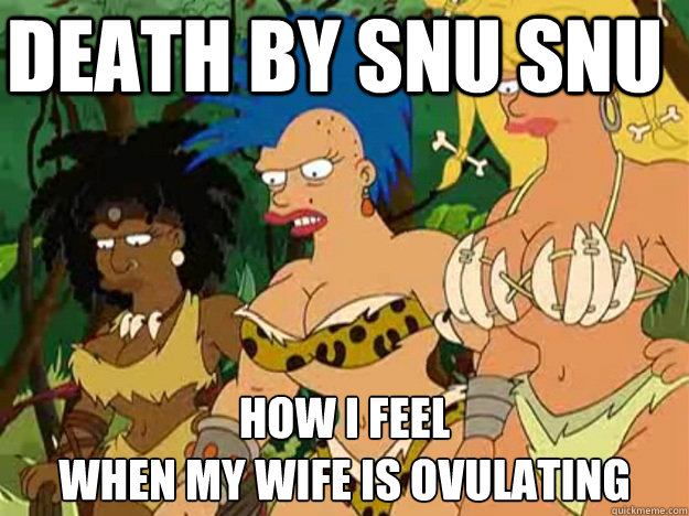Death by Snu Snu How I feel 
when my wife is ovulating  