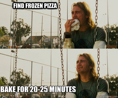 Find frozen pizza bake for 20-25 minutes  First World Stoner Problems