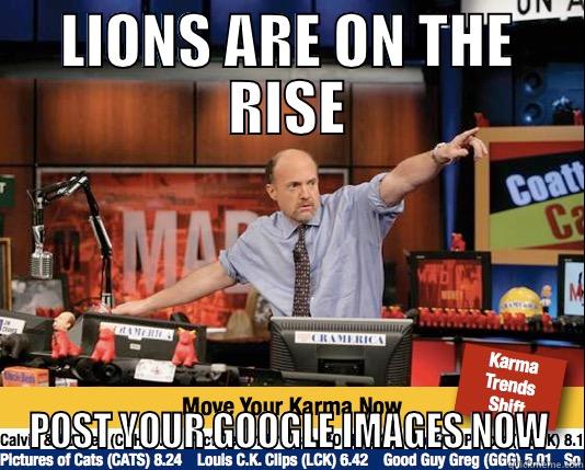 Fear an ignorant man more than a lion. - LIONS ARE ON THE RISE POST YOUR GOOGLE IMAGES NOW Mad Karma with Jim Cramer
