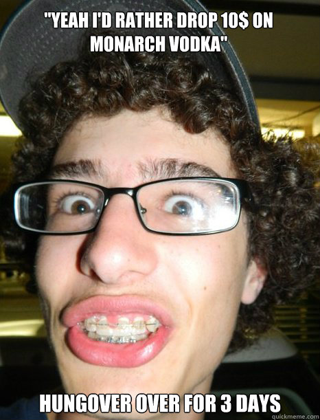 Not a nerd skinny, has curly hair, glasses, and braces ...