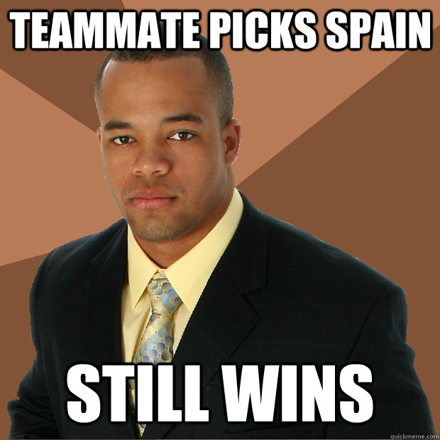 Teammate picks spain still wins - Teammate picks spain still wins  Successful Black Man