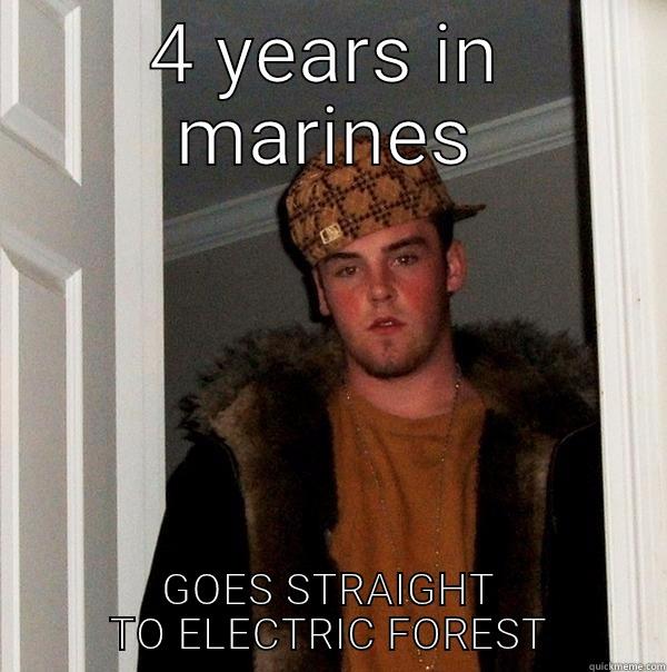 4 YEARS IN MARINES GOES STRAIGHT TO ELECTRIC FOREST Scumbag Steve